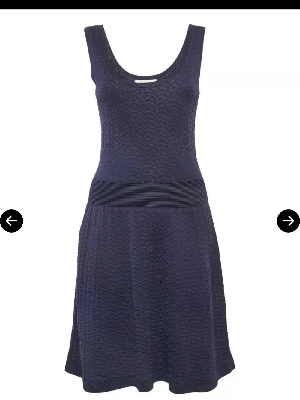Sandro Rigolade Knit Dress Size 2 US M Navy Fit & Flare Sleeveless.